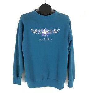 Vintage Signal Sports Floral Alaska Sweatshirt Women’s Medium Crew Neck Pullover